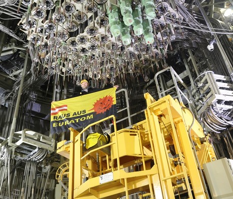Nein zur Atomenergie. Besichtigung des AKW Zwentendorf und Speicherkraftwerk Ottenstein (Ö) am 22. August 2019.